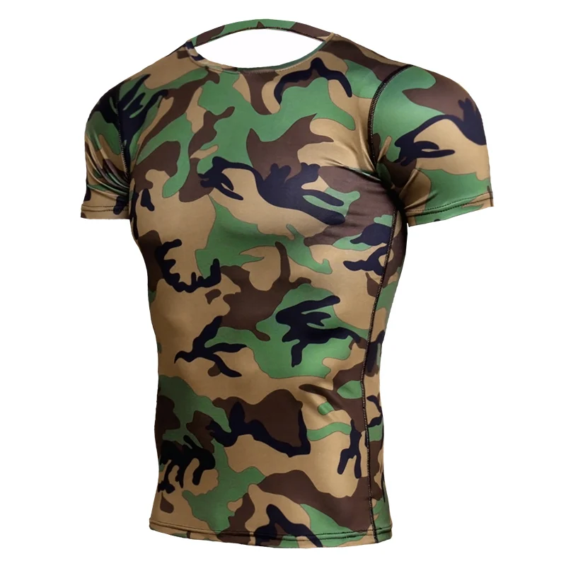 T-shirt à manches courtes imprimé en 3D pour hommes, chemise de rue à col rond, séchage rapide, extérieur, jungle, désert, camsalomon, exercice de