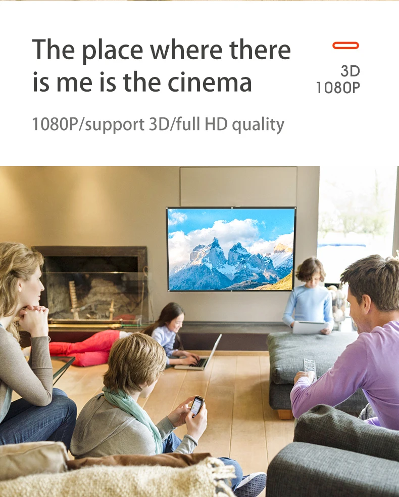 VEIDADZ Projector Screen White Less Creases 60-200 inch Soft High Density Portable Foldable Projection Screen for Outdoor Movie
