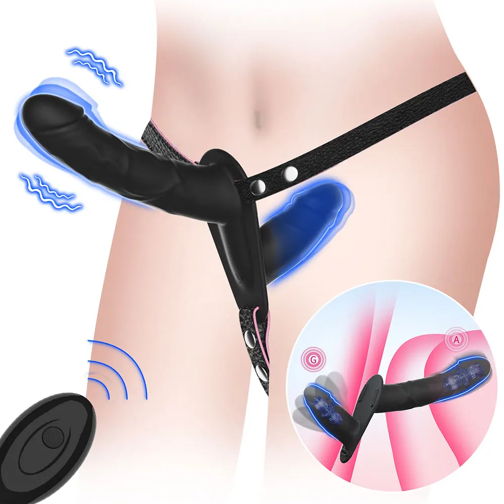 Double Head Artificial Penis Wearable Electric Strapon Vibrator For Lesbian Vibrating Sex Toys Strap On Belt Dildos For Girl