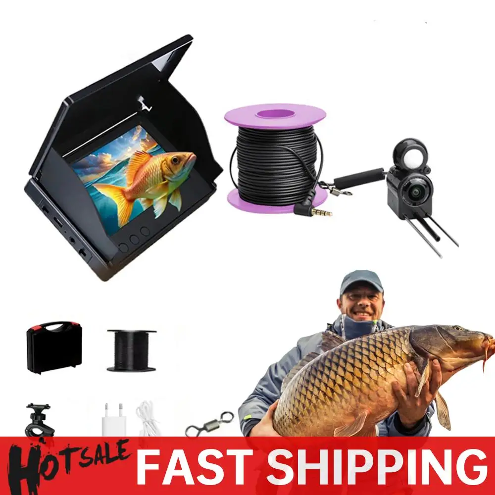 

Камера для подводной рыбалки, 4,3-дюймовый IPS-монитор, камера для зимней рыбалки, видеокамера ночного видения, водонепроницаемый эхолот для льда/моря