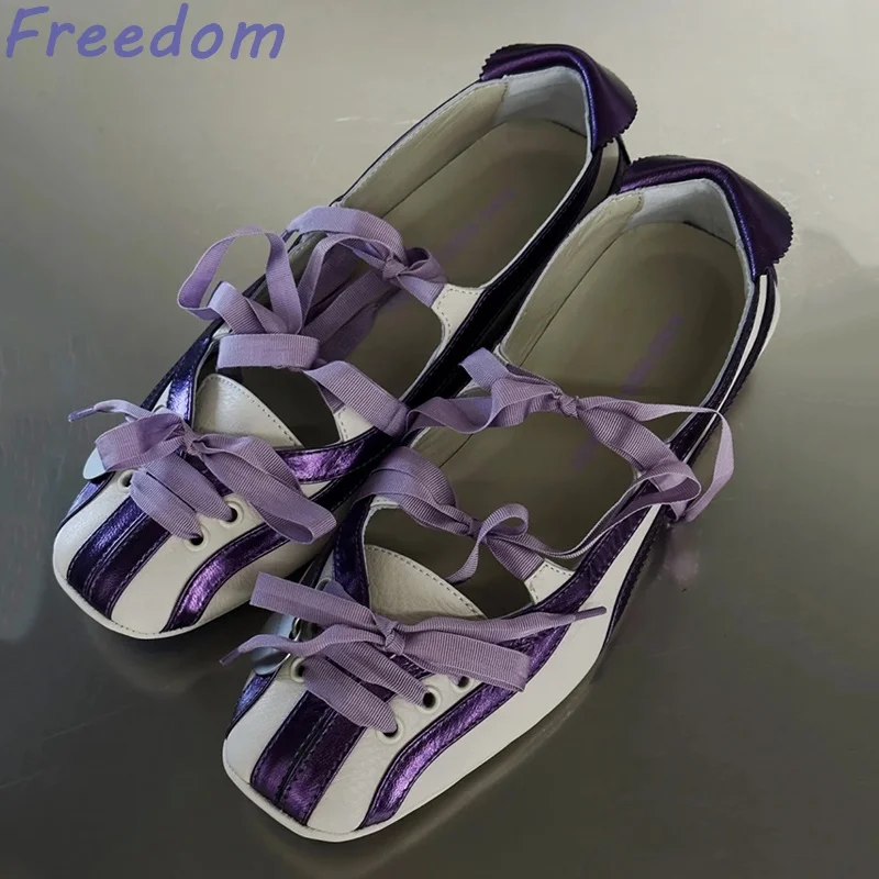 Nicchia dolce viola colore misto stile balletto scarpe da bowling nuovo papillon Mary Jane scarpe sneakers piatte donna