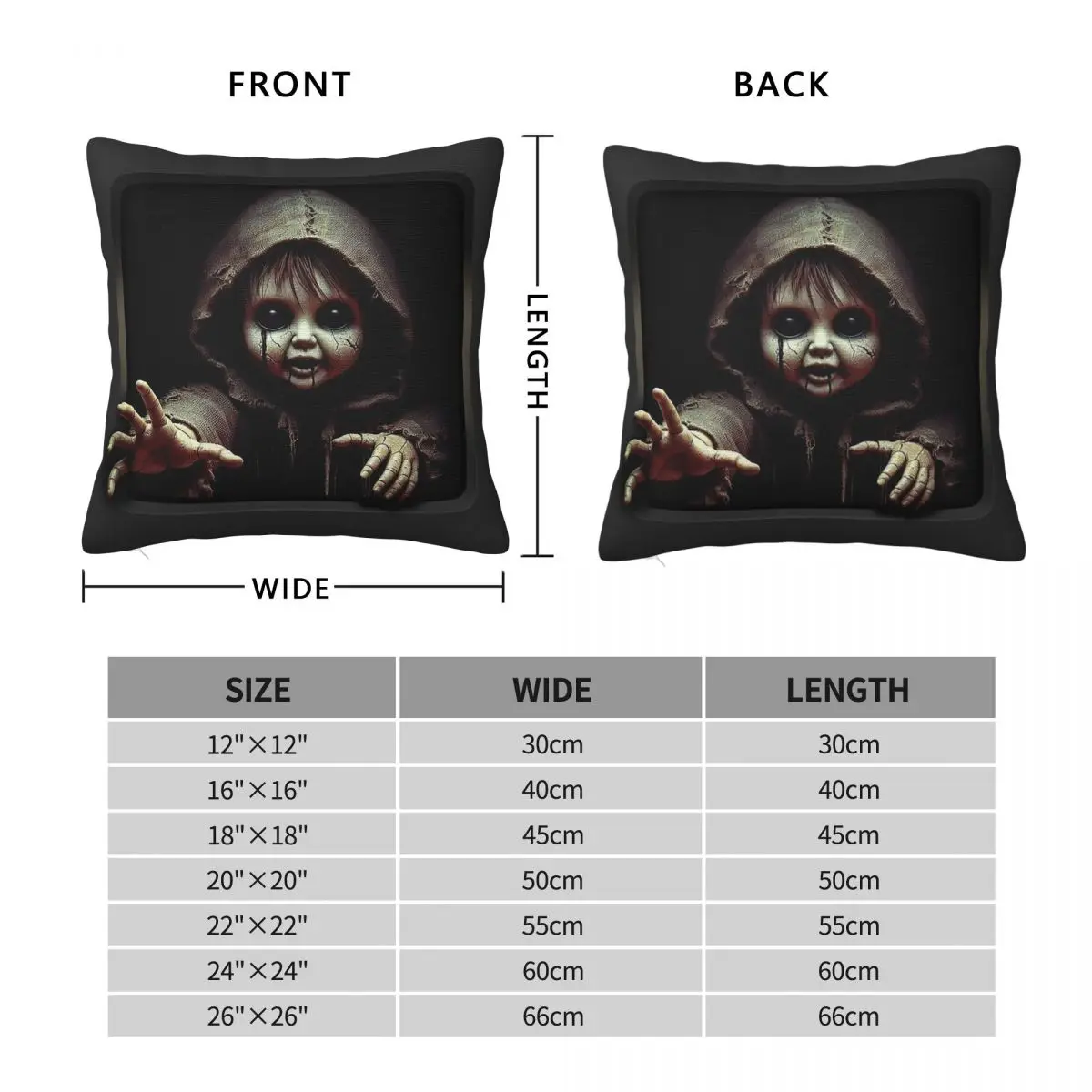 Creepy Spooky Doll Pillowcase Polyester Linen Velvet Creative Zip Decor Pillow Case Home Cushion Cover 18