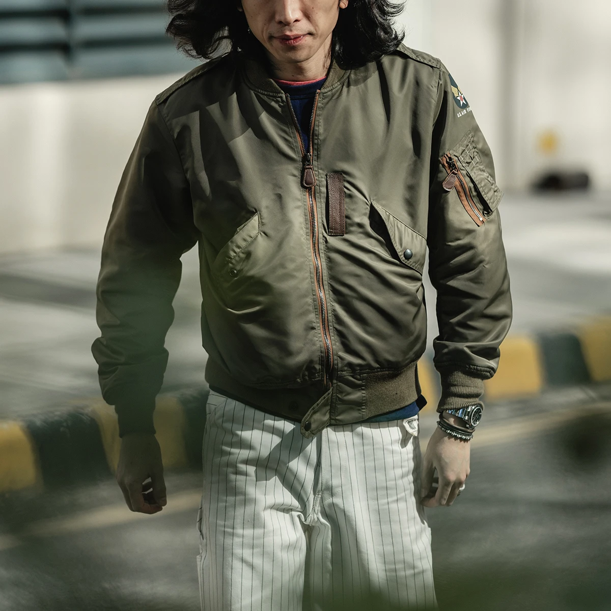 

Red Bronson 2024, мужская куртка MA Flight Jaet на молнии с бейсбольным воротником, молодежная модная длинная све, однотонная верхняя одежда