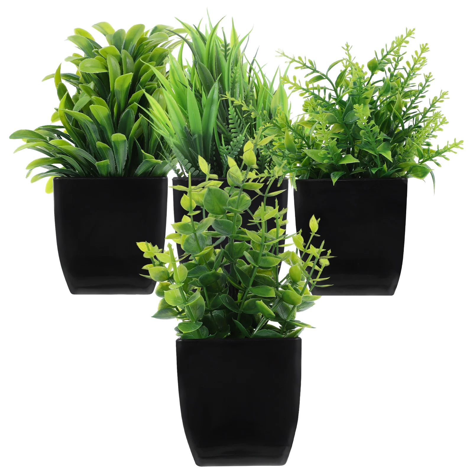 4 Uds plantas falsas artificiales Mini plantas de imitación interior pequeña hierba de imitación verde plantas en macetas para habitación hogar Oficina estante Decoración