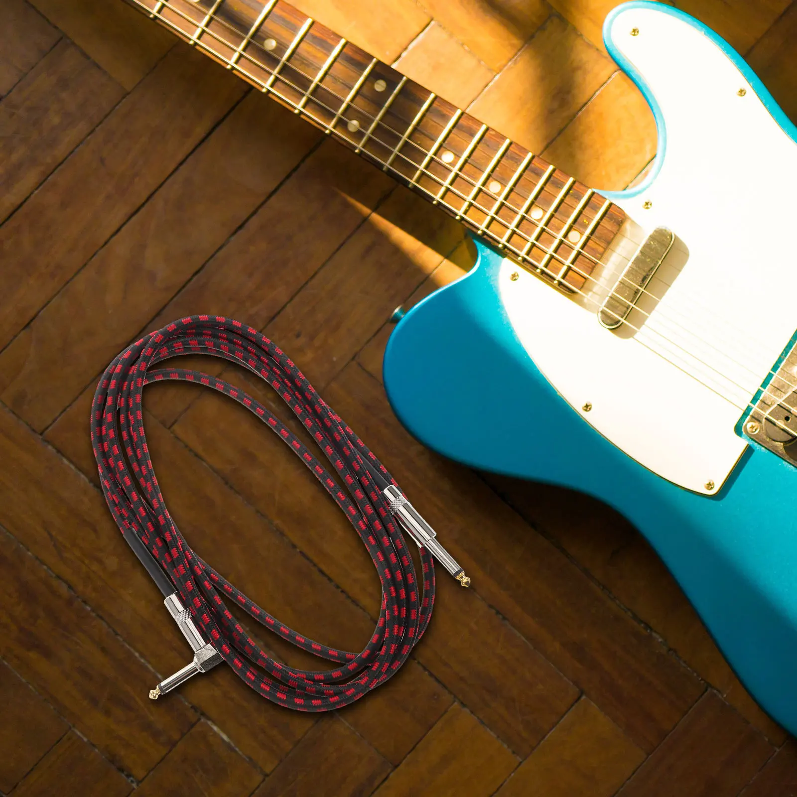 

Long Nylon Copper Noise Reduction Guitar Cable Right Angle Clear Audio Electric Acoustic Bass Guitar Effects Power Supply