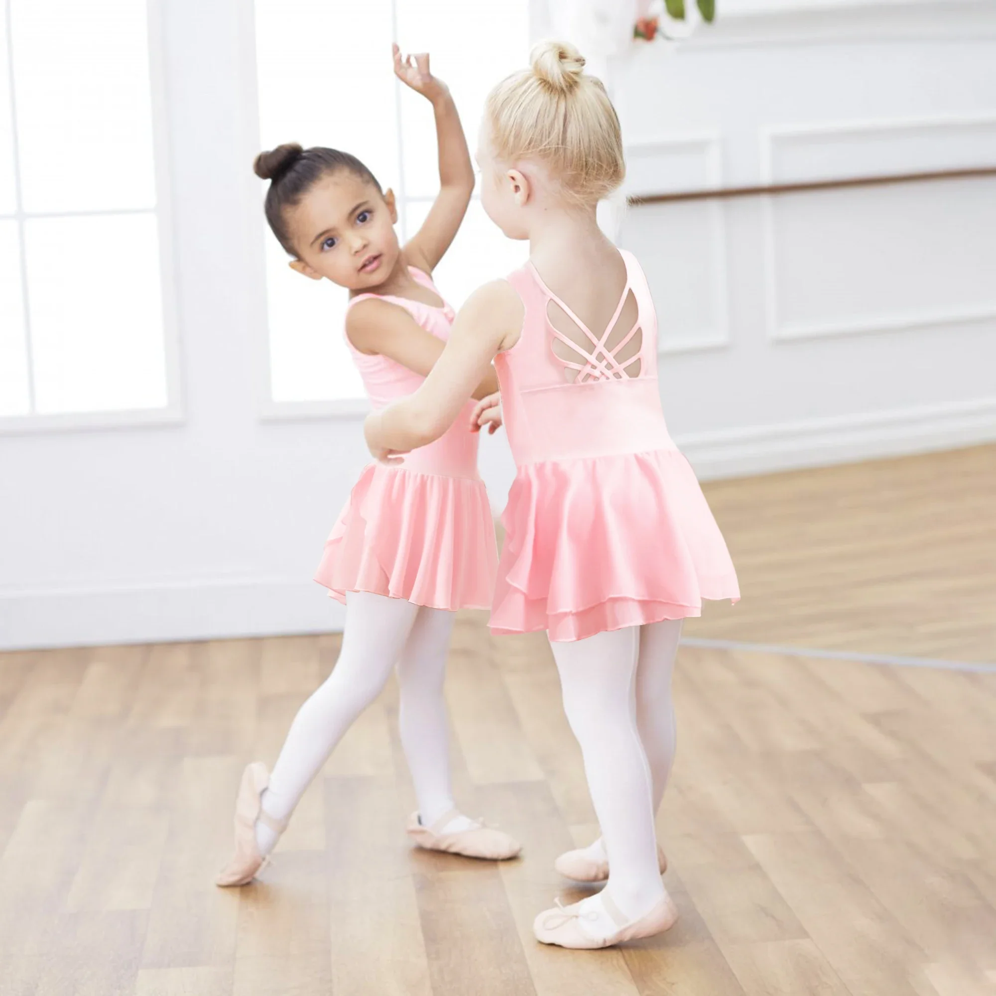 Mädchen Ballett-Tanzanzug Niedlicher Schmetterling Rückenfreier Chiffon-Rock Kinder Tanzkleid – Detail 7