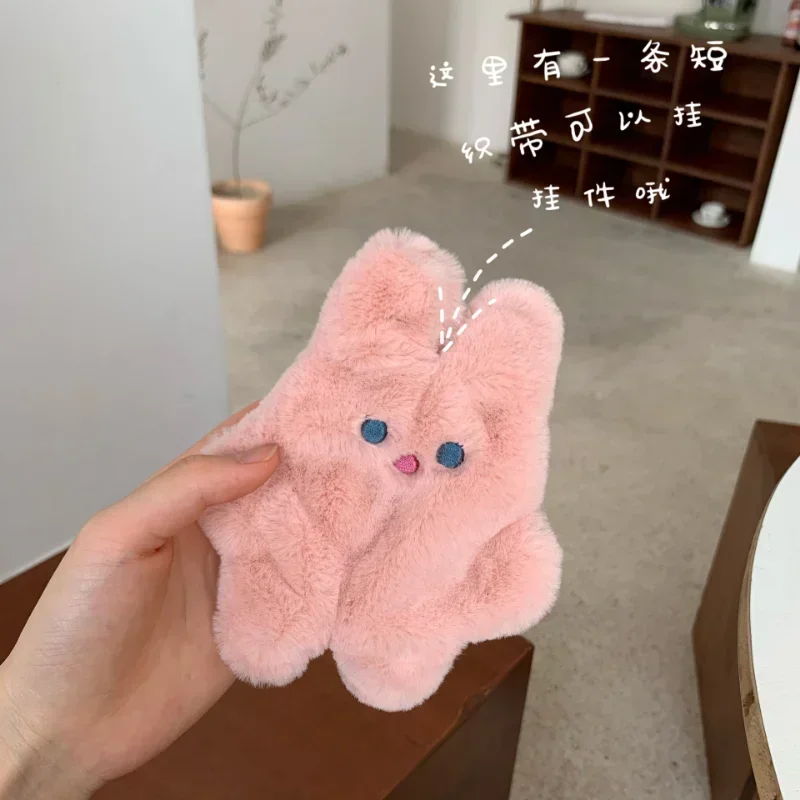 Cute Soft Plush Cartoon Rabbit Coin Purse Girl's Small Wallet Card Case Earphone Holder Kawaii Women Lipstick Key Money Bags