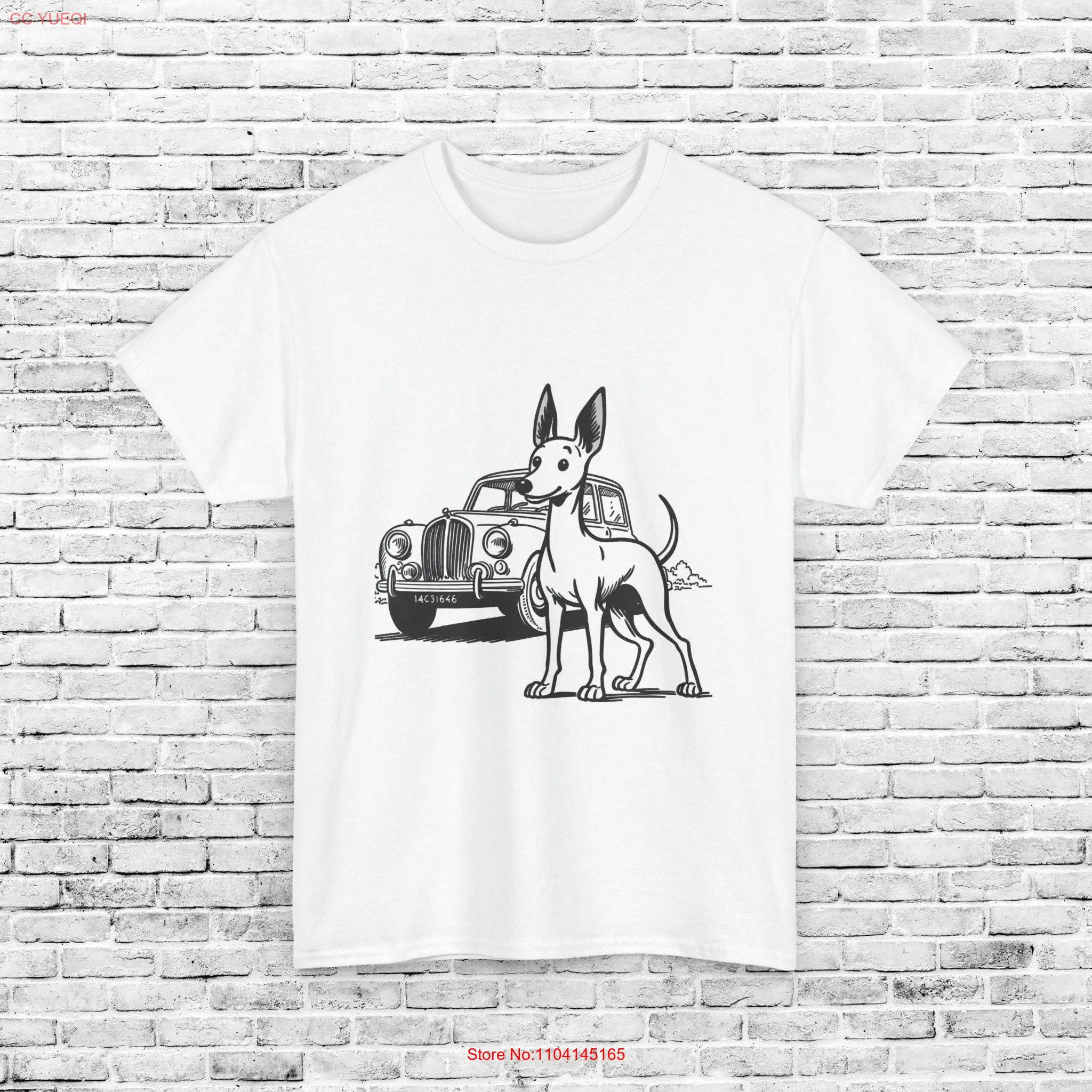 Whippet Cartoon with Vintage Car T Shirt Comic Style Dog and Classic Sighthound Lover Apparel Unique Pet