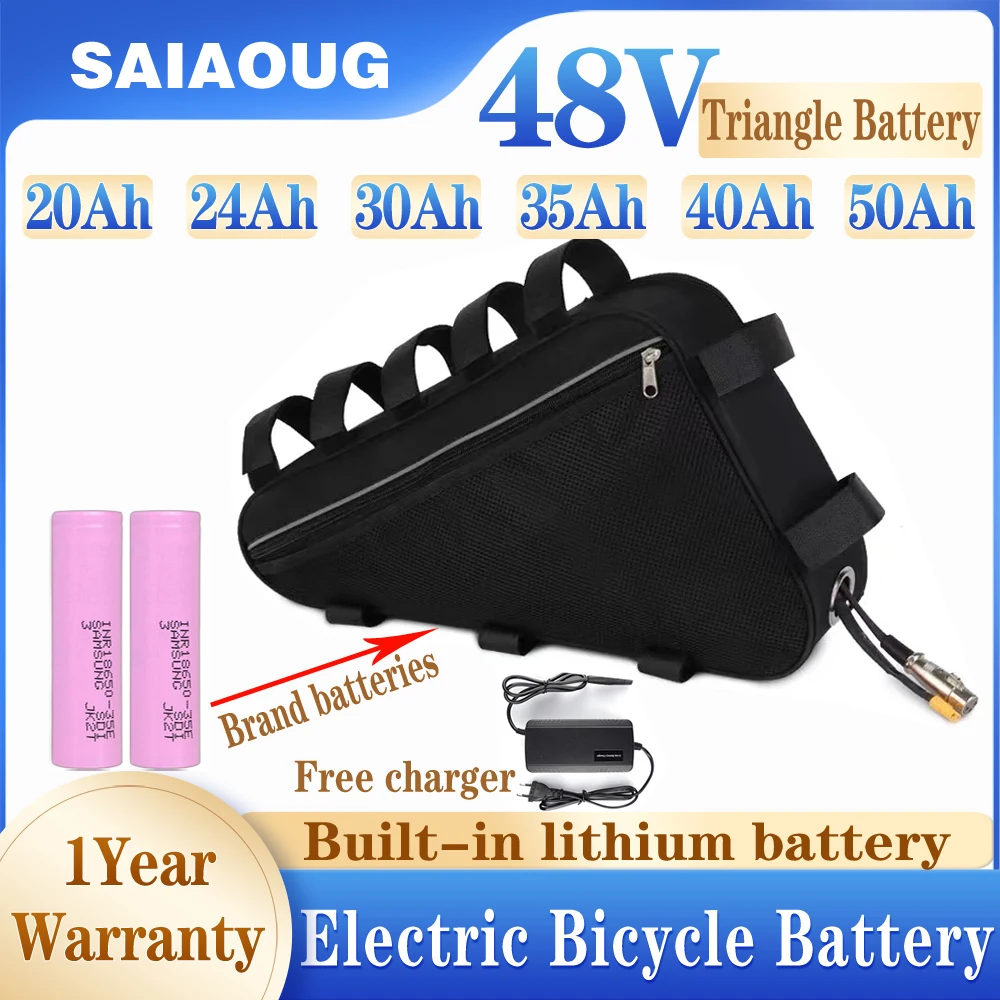 

Triangle Ebike Battery 36V 48V 52V 30Ah 18650 Lithium ion Batteries With Bag For Electric Bicycle Motor Bafang BBS01 BBS02 BBSHD