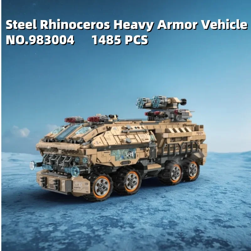 

1485pcs Steel Rhinoceros Heavy Armor Vehicle And Polar Exploration Car NO.983003~4 Model Assembly Blocks for Scientific Research