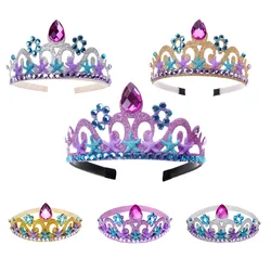 Children Brithday Crown Accessories Ariel Mermaid Birthday Party Hair Accessories Girl One 1st Headband  Ariel Princess Dress Up