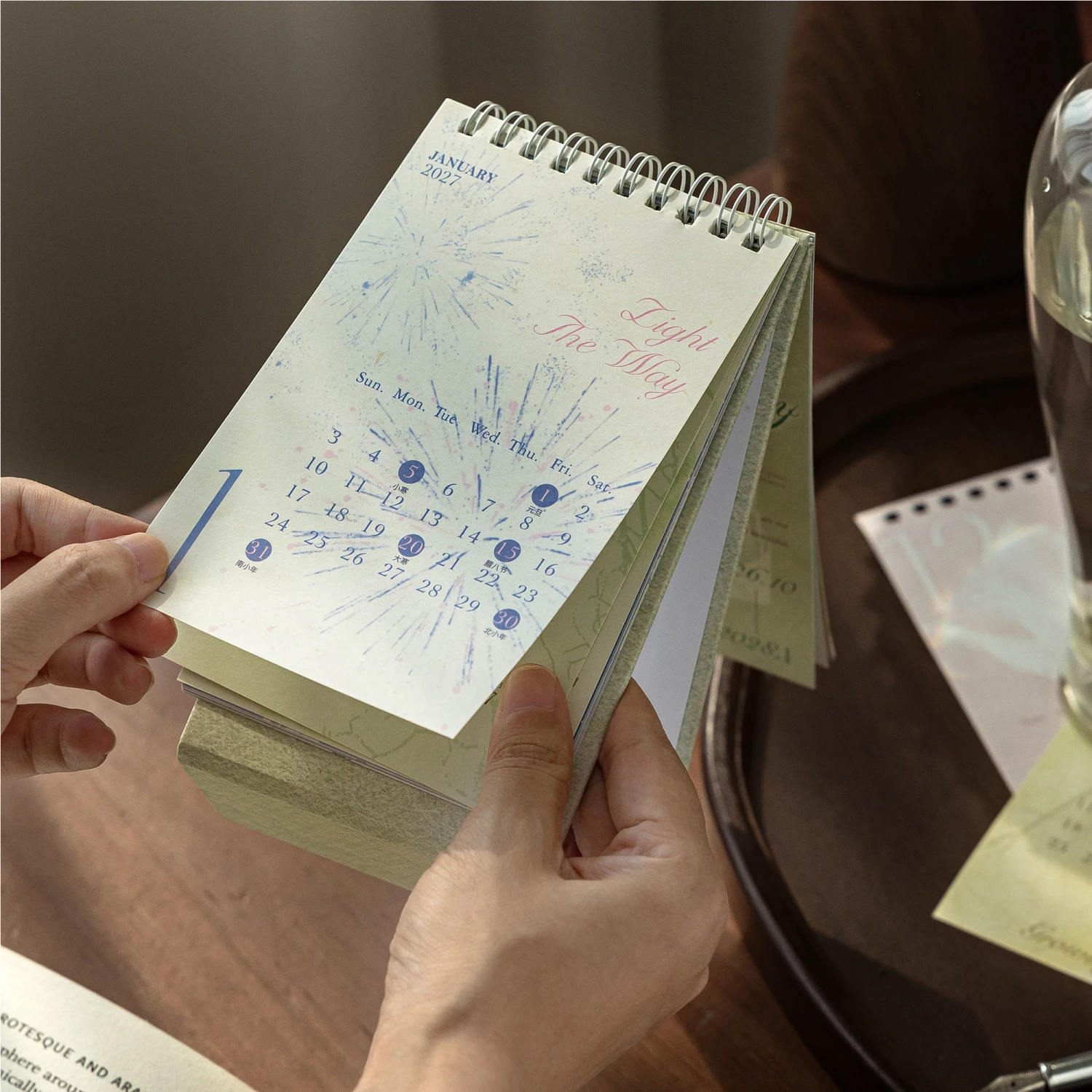 Everything Is Silent Like a Mystery 2027 Calendar Desktop Ornament with a High-End, Elegant, Self-Discipline Check-In Feature, Creative Monthly Calendar