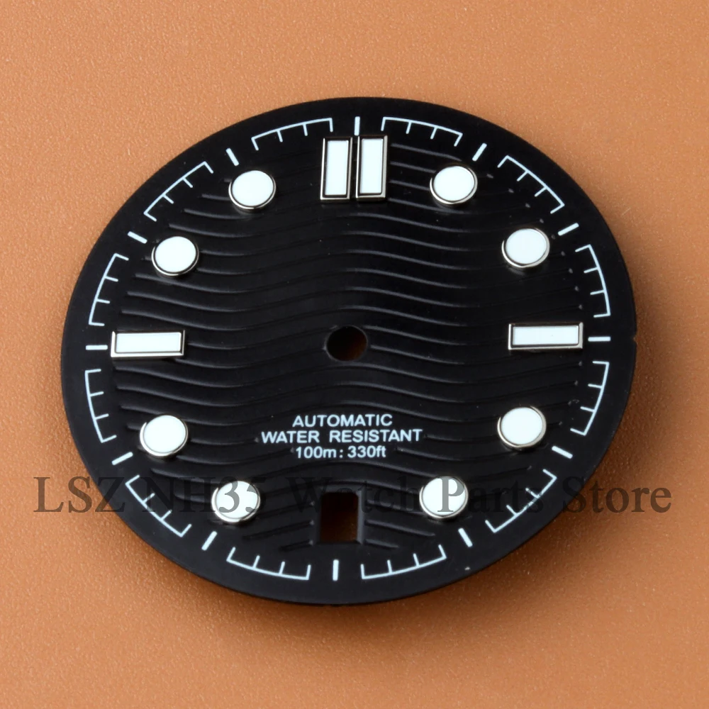 31.7mm NH35 Dial For Seamaster 300 NH35 NH36 Automatic Movement 6'Clock Green Luminous Watch Face Accessories Replacement Part
