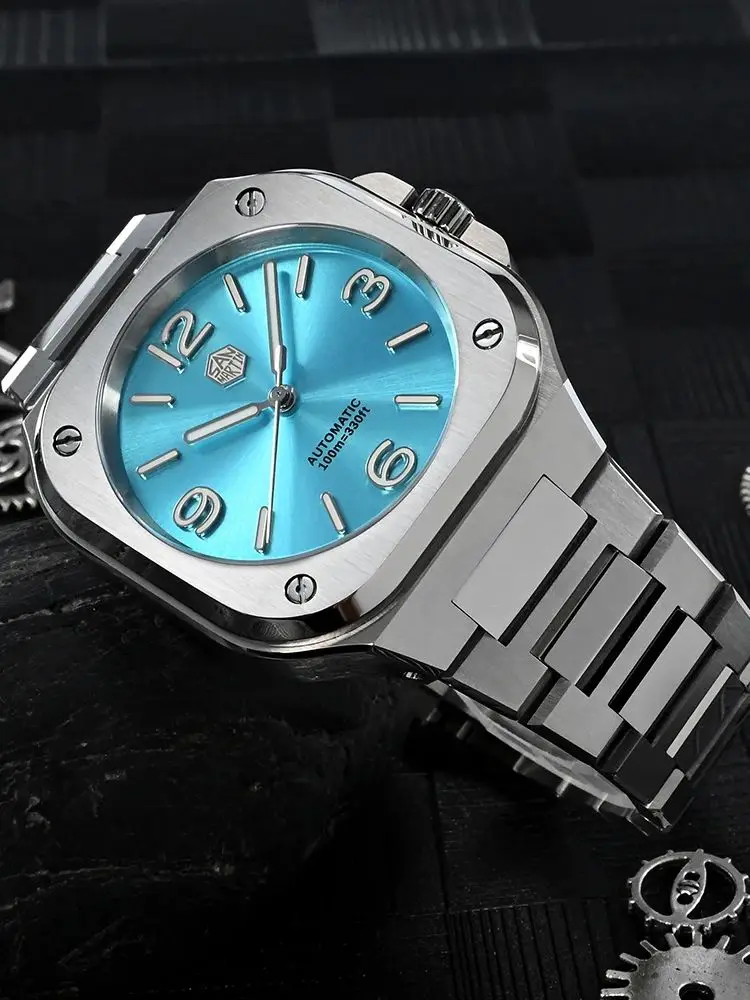 San Martin 40mm Square Business Watch Mechanical Watches For Men Self Winding Wirstwatch Waterproof 10Bar Casual Sapphire SN0074