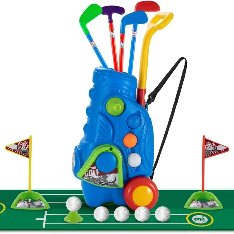 

Toddler Golf Set Kids Golf Clubs with Golf Cart Putting Mat 2 Practice Holes Ideal Toddler and Kids Set Birthday for Boys toys