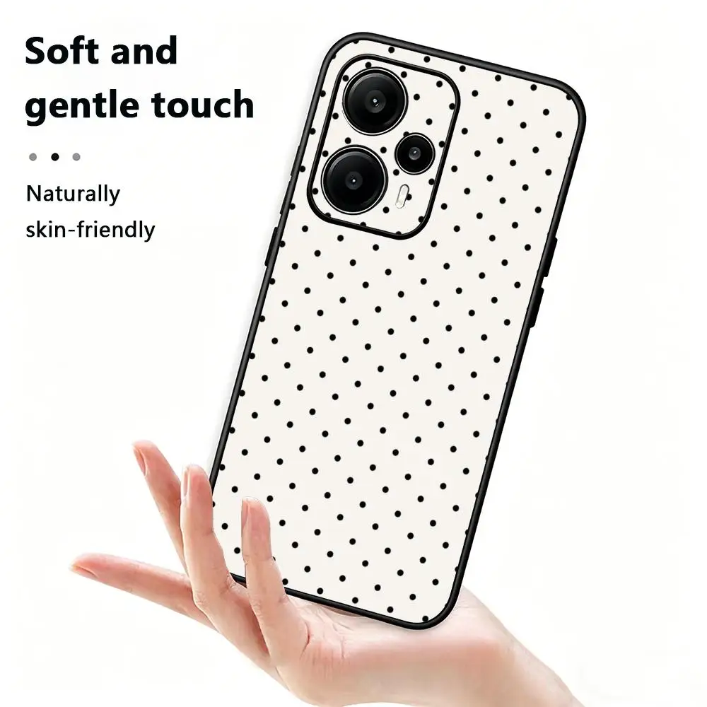 

Polka Dot Minimalist Black White Phone Case For Xiaomi Redmi Note 14 13 12 11 Pro Plus S 5G 14C A3 Soft Black Phone Cover