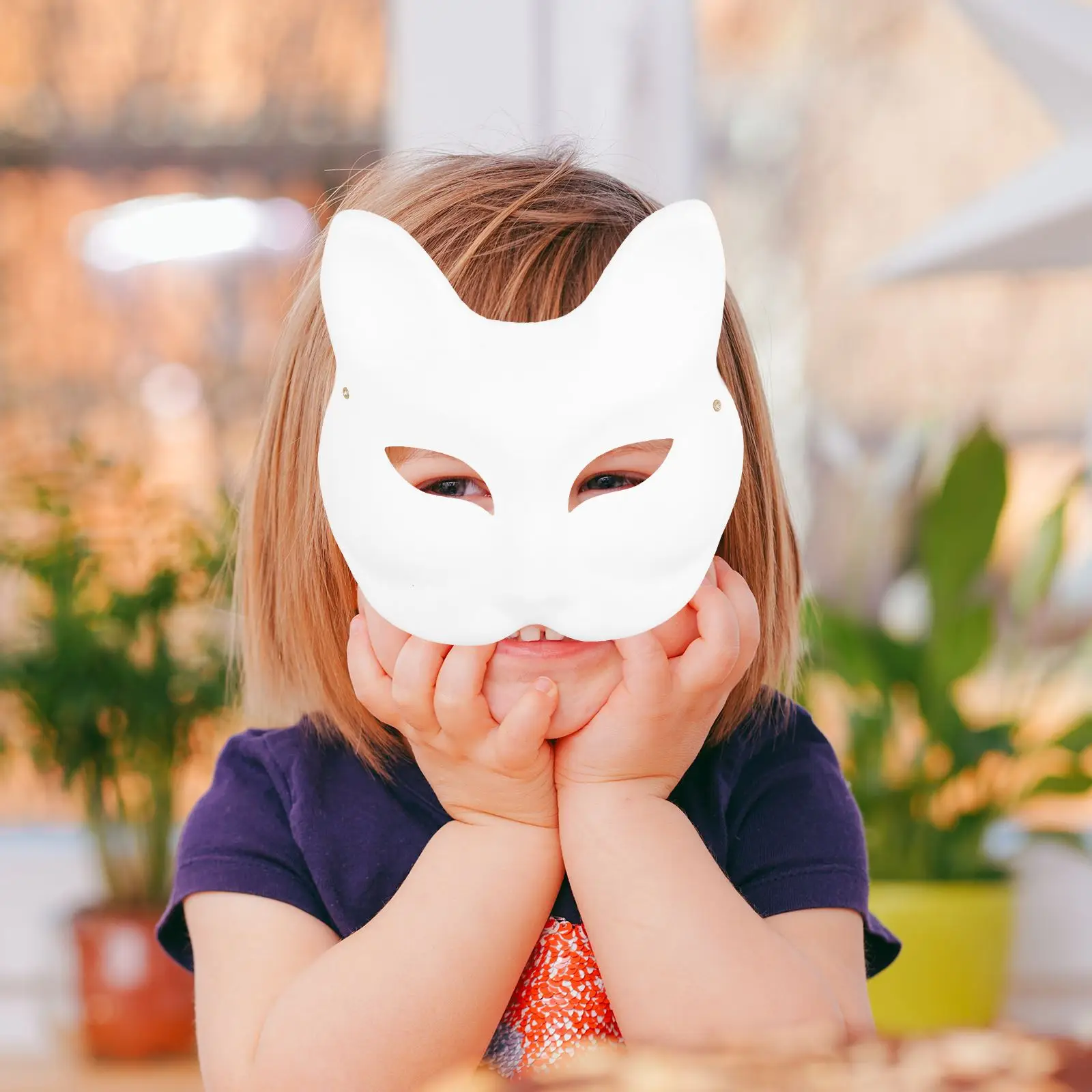 10Pcs Cat Face Mask DIY Hand Painted Blank Mask Children's Kindergarten Teaching Mask Masquerade Costume Cosplay