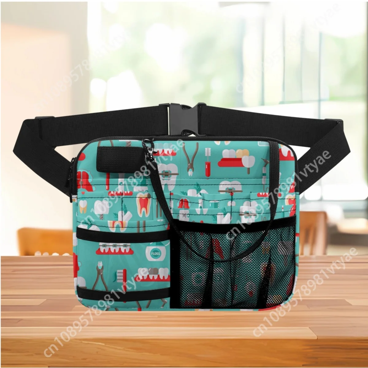 Dental Equipment Designer Waist Bag Mesh Polyester Portable Multi Pocket Nurse Belt Bag Adjustable Medical Fanny Packs Female