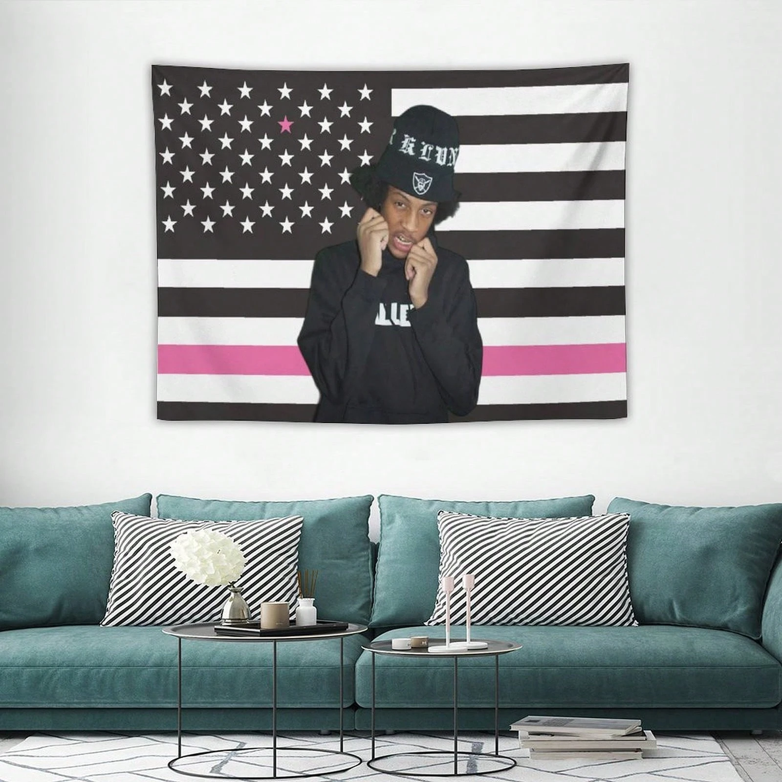 1pc Rap Singer Chris Travis Music Tapestry Wall Decoration, American Flag Banner, Suitable For University Dormitories, Bedrooms