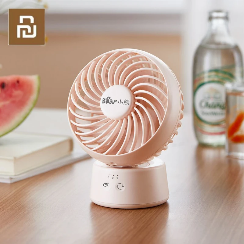 Xiaomi Little Bear Electric Fan Home Desktop Office Dormitory Desktop Light Tone Portable Handheld Mini Summer Mute Small Fan