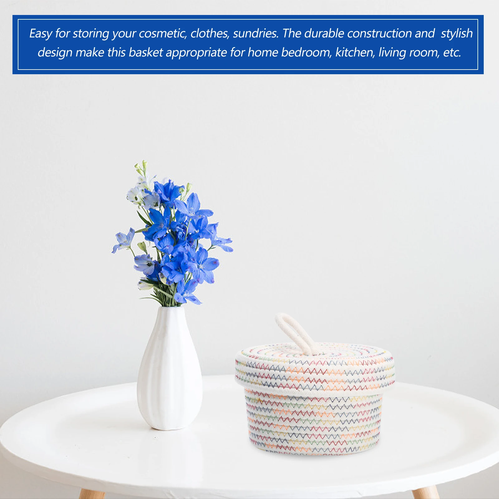 

Storage Box Woven Fabric Basket Small Baskets for Organizing Cotton Laundry Rope Decorative