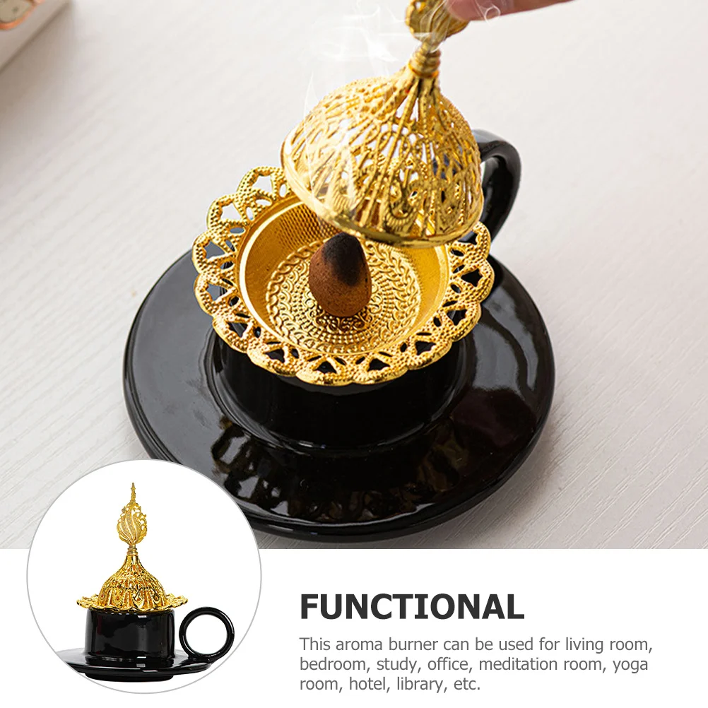 

Metal Ceramic Incense Burner Elegant Handheld Design Aromatherapy Burner for Home Office Desktop Decoration Incense Burners