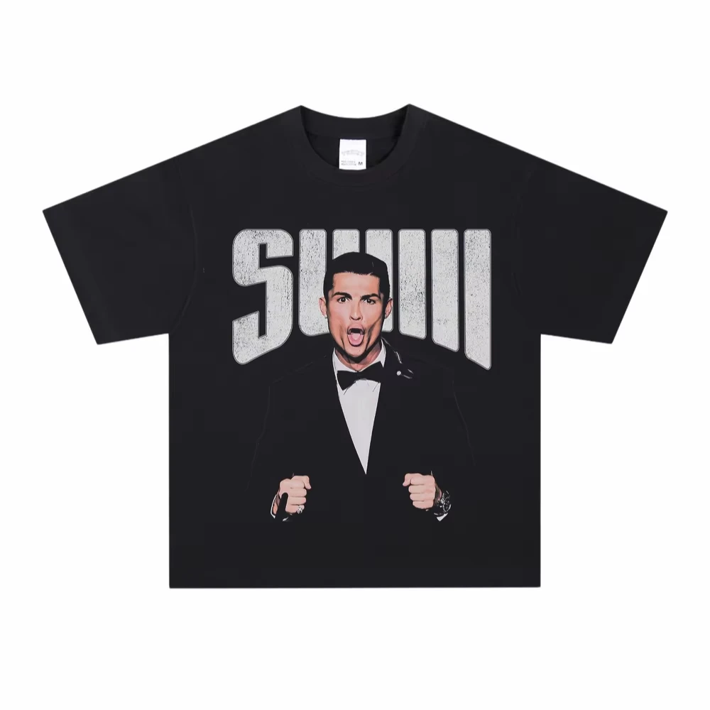 Cristiano Ronaldo Street Wear Football Themed Merch Oversized Soft Breathable Cotton Short Sleeve Classic Unisex T Shirt