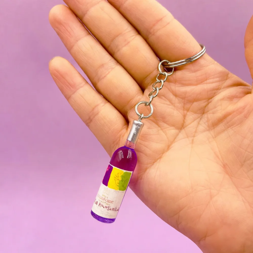 Acrylic Realistic Wine Bottle Keychain Creative Bag Decoration Miniature Funny Pendant Gift Accessories For Party Birthday