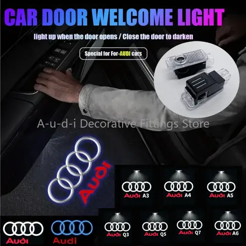 2/4PCS 자동차 도어 LED 환영 조명 allroad Audi Sline A3 A4 A5 A6 Q3 Q5 Q7 Gecko LED 새 로고 프로젝션 Audi Sport 액세서리.