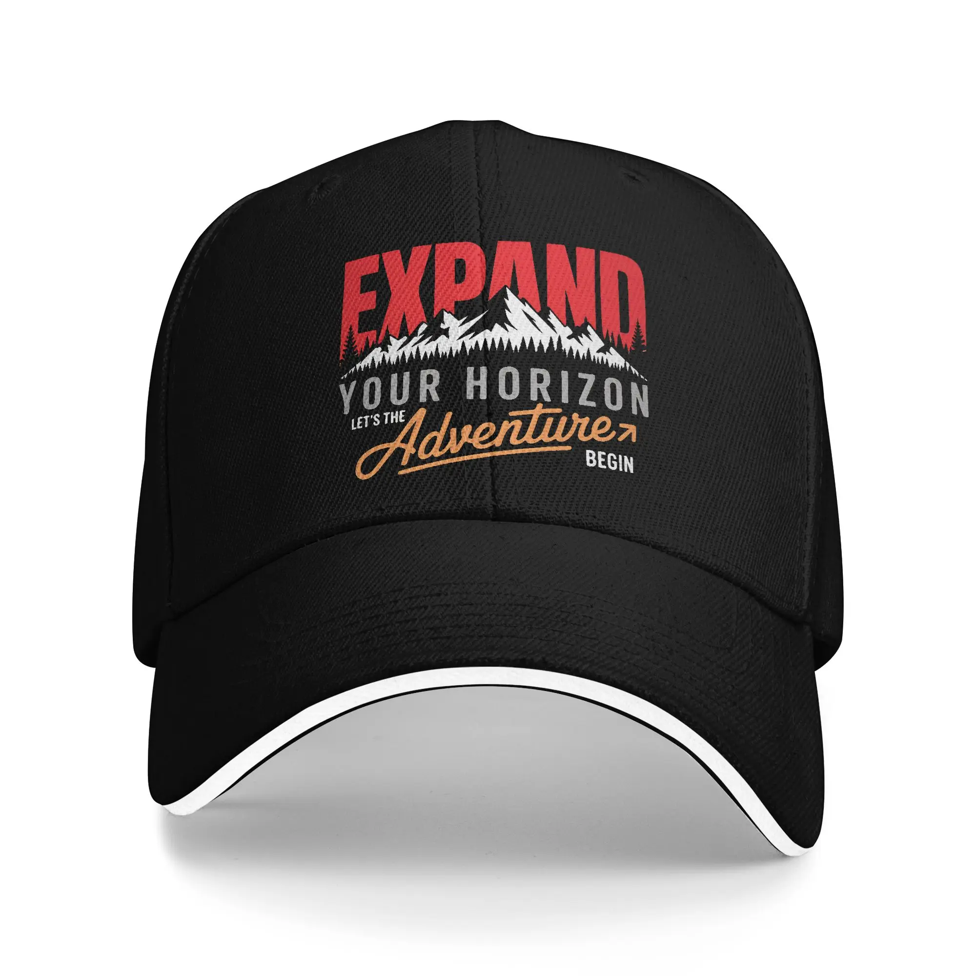 Expand Your Horizon Mountains Sandwich Baseball Caps Workouts All Seasons Exploring Headwear Unisex Running Adjustable Adult Hat