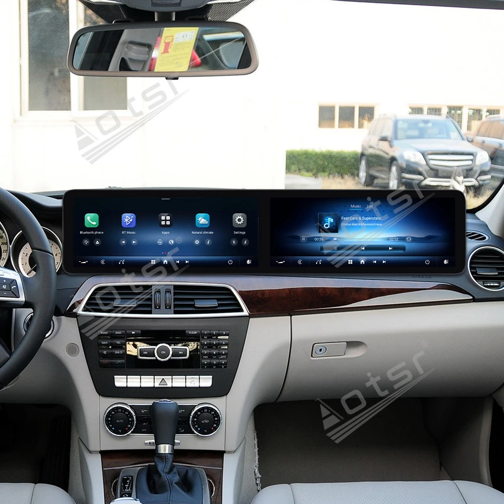 

12,3-дюймовый HD автомобильный радиоприемник с двойным экраном для Mercedes Benz C 2011-2014 Автомобильный мультимедийный видеоплеер GPr GPS-навигация Carplay Unit BT DSP