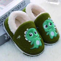 Fashion Toddler Boy Slippers Winter Warm Shoes Casual Home Gear Baby Item  Anti-slip Sole Loafers Cartoon Dinosaur Kids Footwear