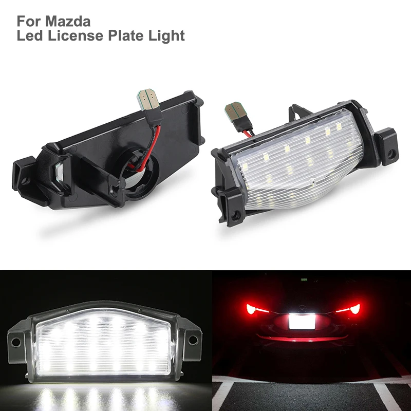 

For Mazda 2 2011-2013 Mazda3 2009-2013 LED License Plate Lights Car Rear Number Lamps 18smd White Canbus OEM#BS1E-51-274F