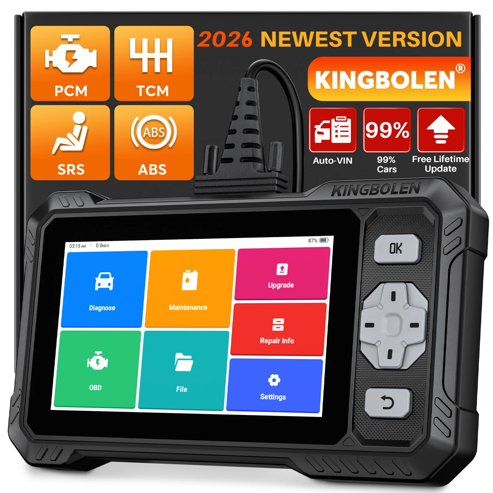 2026 KINGBOLEN S608 OBD2 Scanner Bidirectional Car Diagnostic Tool Free Update