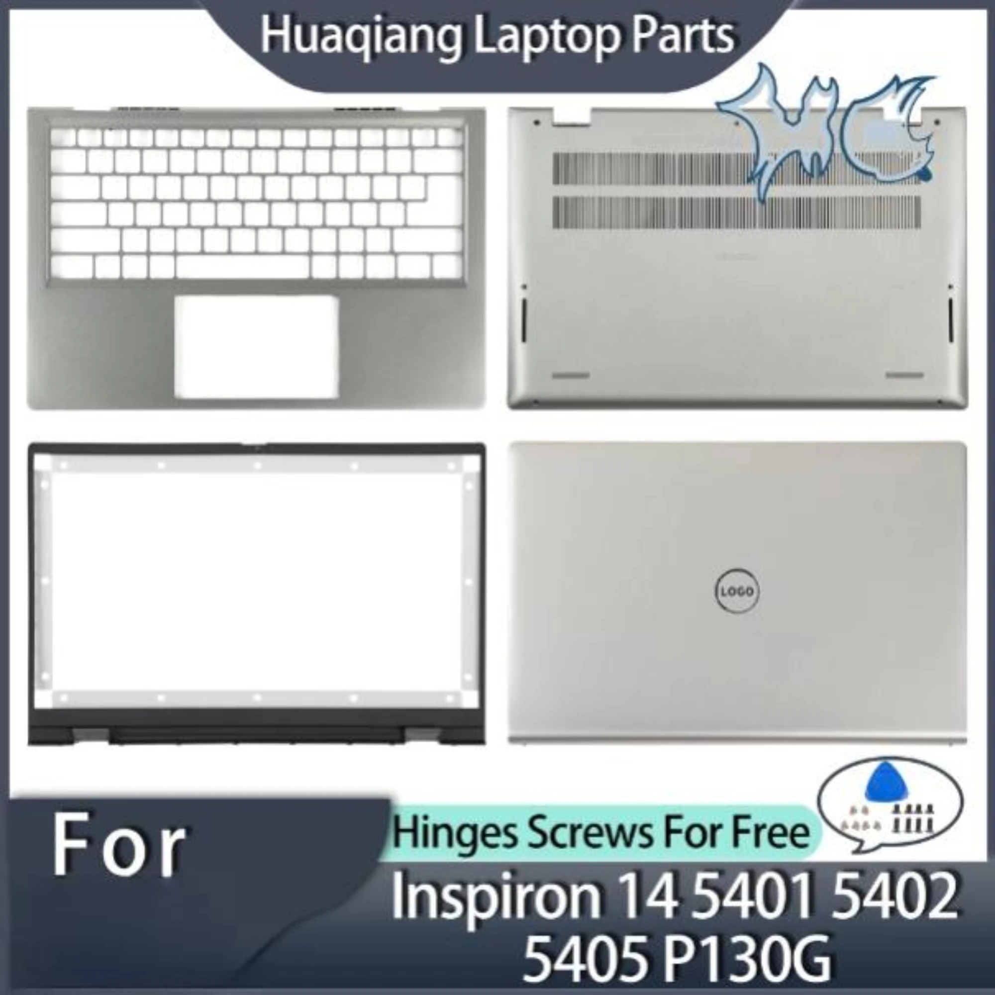 

New Notebook PC Parts For Dell Inspiron 14 5401 5402 5405 P130G LCD Back Cover Front Bezel Palmrest Silver Replace Laptop Covers