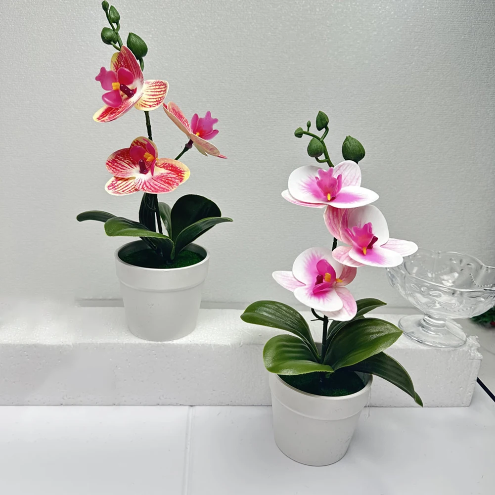 3-Blatt-Simulation Phalaenopsis Bonsai gefälschte Blume Topfpflanze künstliche Blume Wohnzimmer Hochzeit Garten Ornament Blumen