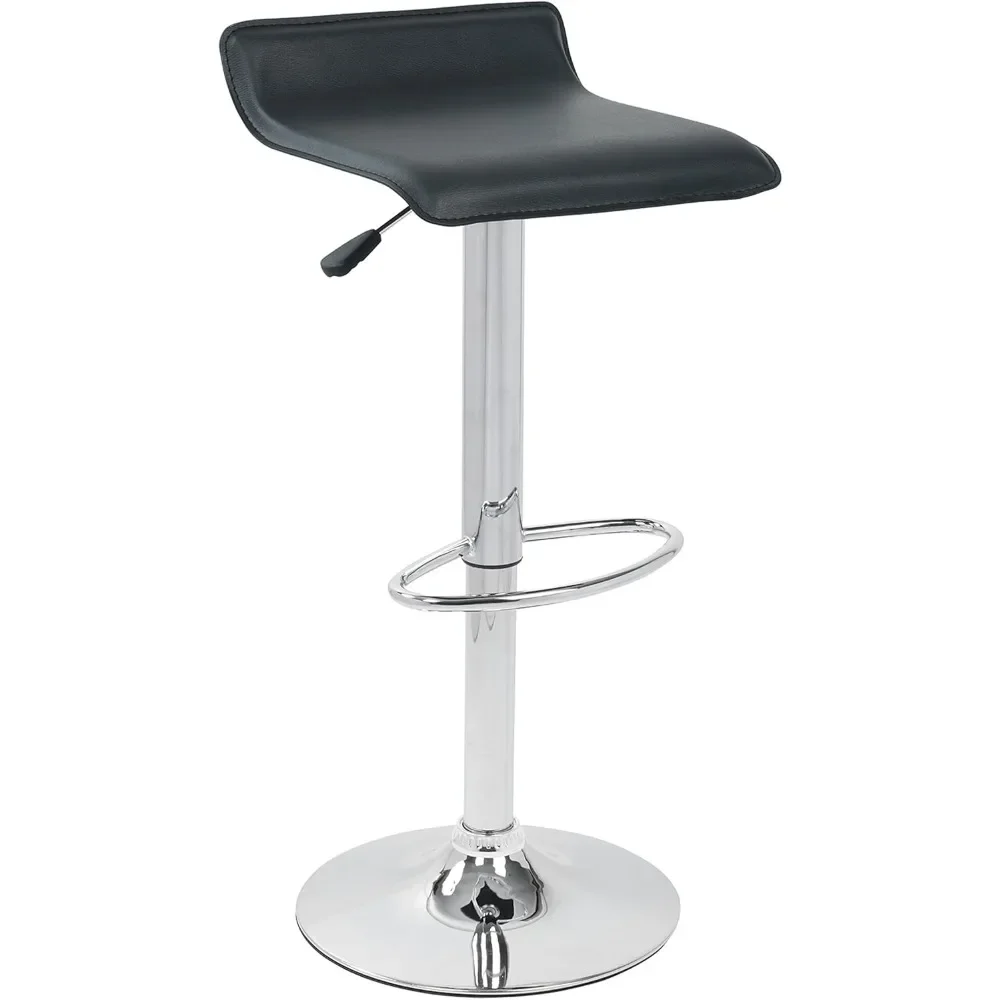 Roundhill Furniture Contemporary Chrome Air Lift Adjustable Swivel Stools with Seat, Set of 2