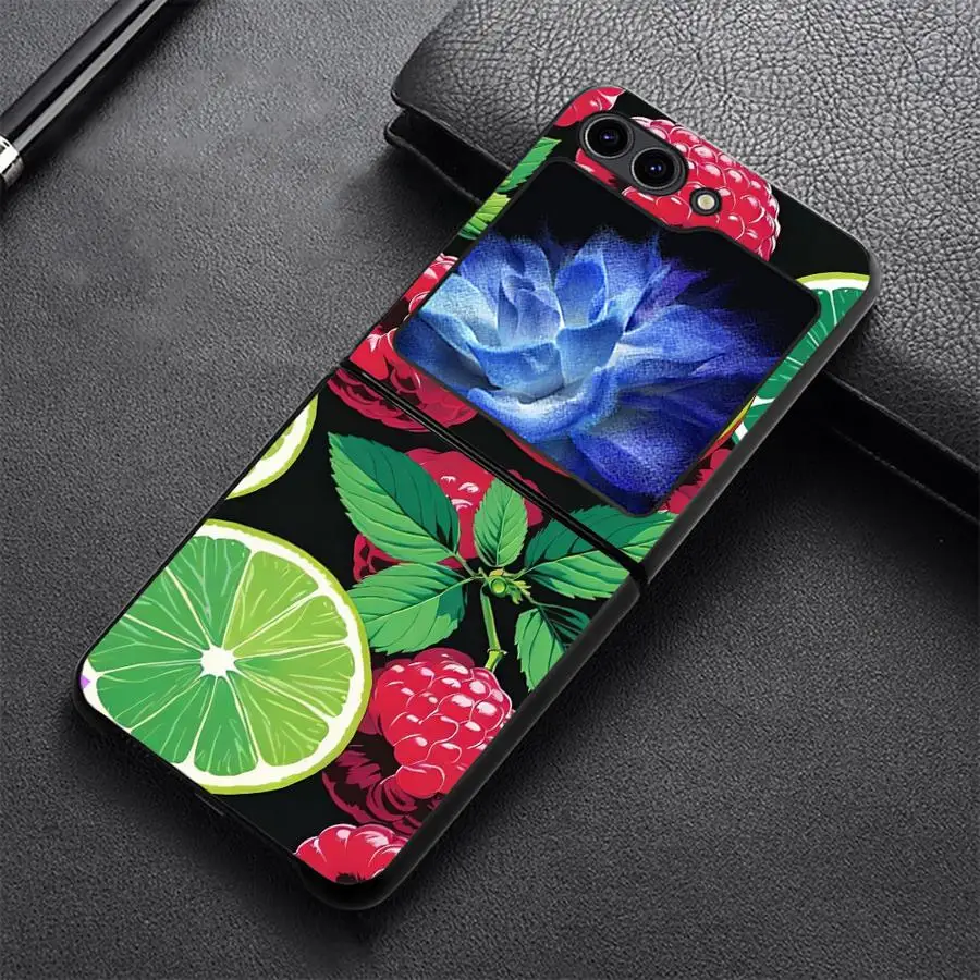 Phone Cover Case for Samsung Galaxy Z Flip 8 Flip7 FE Flip5 Flip3 Flip6 Flip4 Z Flip 7 6 5 4 3 Lime Raspberry Pattern