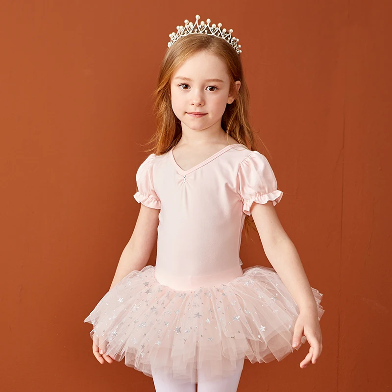 girls-ballet-dance-skirt-short-sleeve-practice-uniform-children's-performance-clothes-summer-fun-brand-dance-apparel