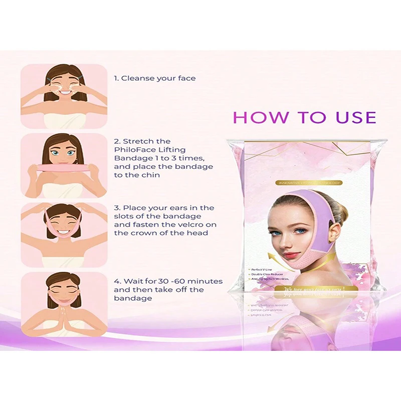 V-Shaped Face Lift Tape Facial Bandage, Soft Firming Chin Bandage V-Shaped Face Bandage, Chin Lift Mask Beauty Band Tool