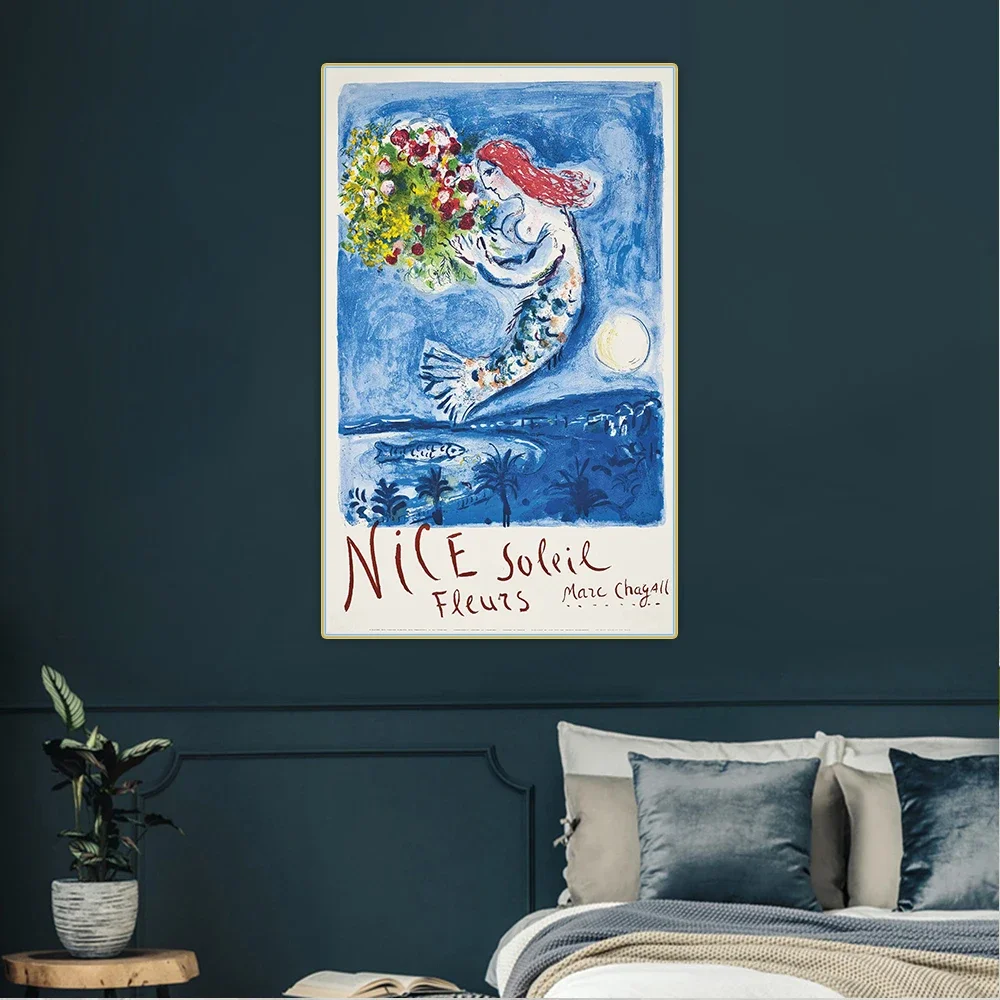 Citon Marc Chagall《Nice Soleil Flowers》Canvas Oil Painting Artwork Poster Decorative Picture Wall Hanging Decor Home Decoration