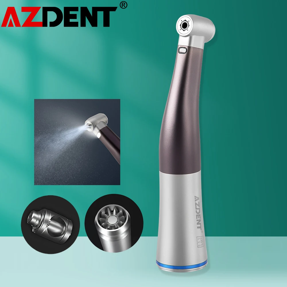 Azdent Dental 1:1 Fiber Optic Handpiece Internal Spray Contra Angle Internal Water 4 Spray Push Button Low Speed Handpiece