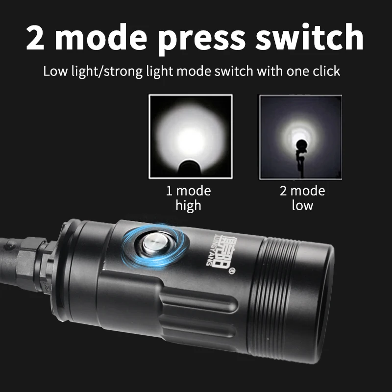 Strong light LED flashlight 18650 aluminum alloy household outdoor waterproof flashlight