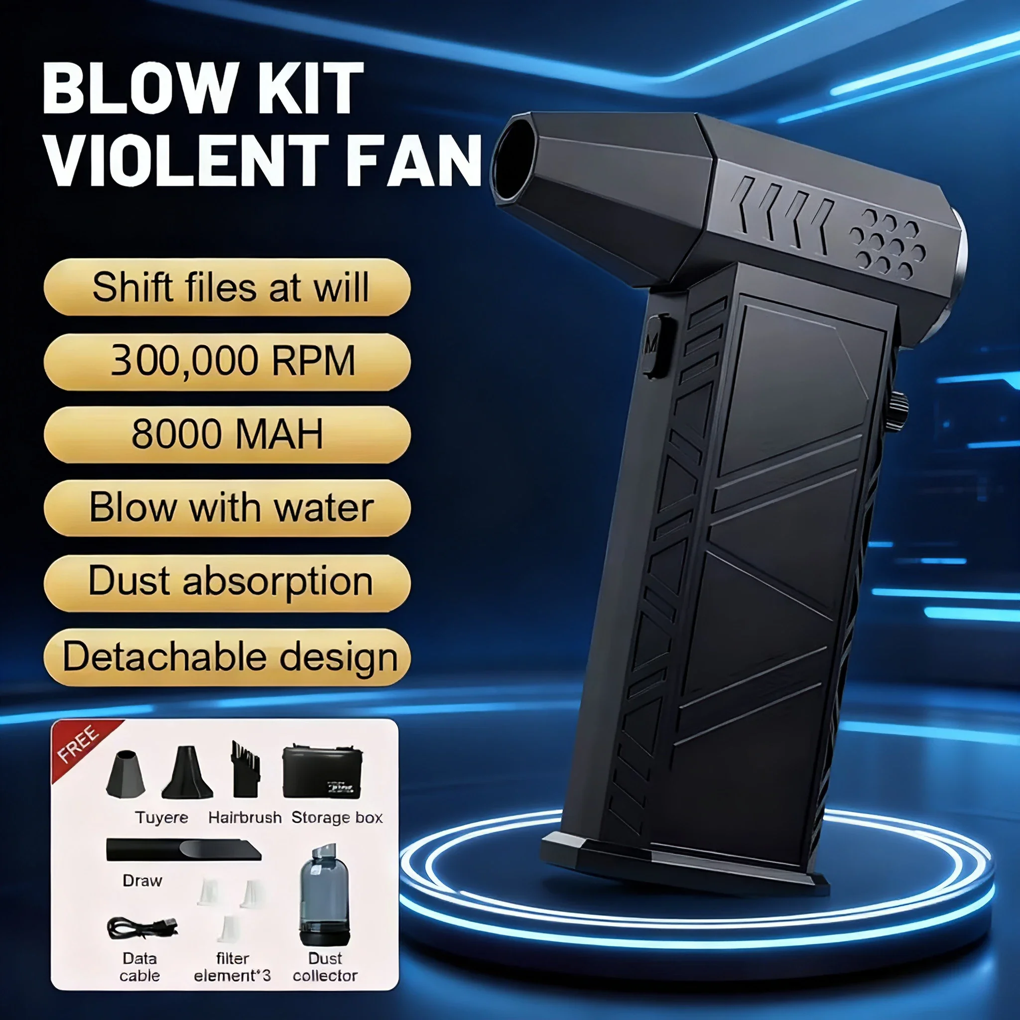 

Air blower X9, with a 300,000 RPM high-speed fan, rechargeable, dust and snow remover, versatile in use,Portable handheld.