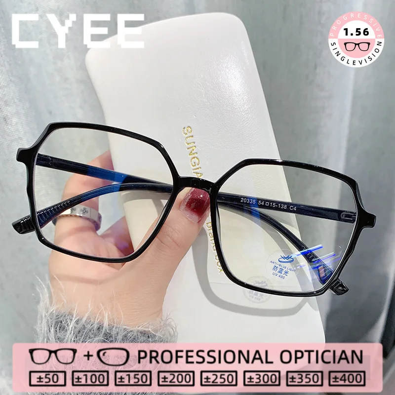 Lunettes CYEE de style décontracté anti-lumière bleue HD, photochromiques, pour myopie, personnalisables, avec verres optiques sur ordonnance