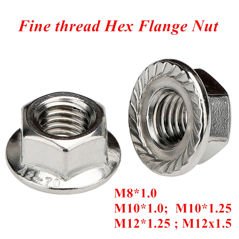 

DIN6923 M8x1.0 M10x1.0 M10x1.25 M12x1.25 M12x1.5 с мелкой резьбой Шестигранная шестигранная головка Зубчатая шпиндельная фланцевая гайка Стопорная гайка