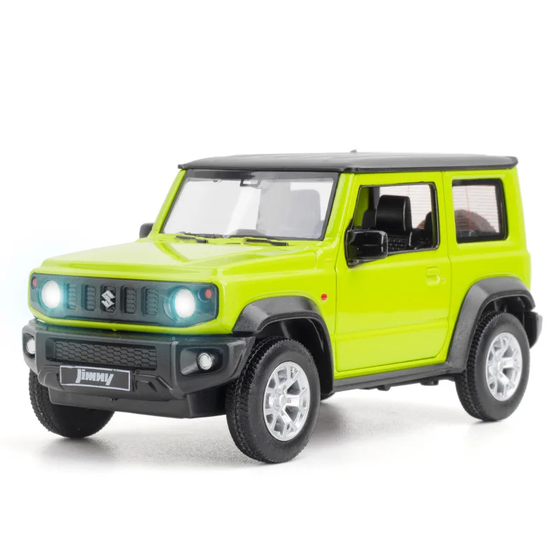 1:26 Jimny Toy Car Model Simulation Sound Light Pull Back Diecast Alloy Off-road Vehicles Decoration Toys