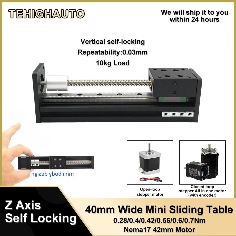 

Mini T-type Linear Rail Stage Sliding Table Motor High Speed Self Lock Linear Table CNC XYZ Axis 40mm Wide for Nema17 Motor