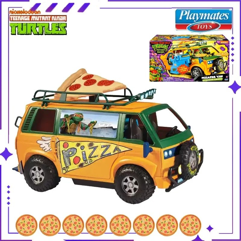 PlaymatesToys Original 2023 Tortugas Ninja, Tortugas, Coches, Coches de Pizza Película Mutación Crisis Lanzamiento Panqueque Truck Anime Modelo Juguete