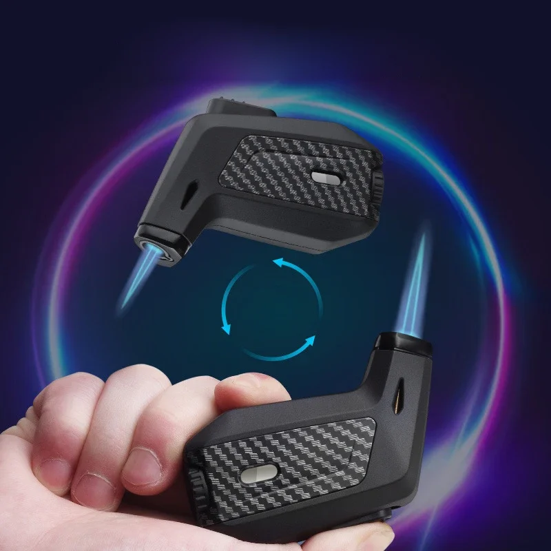Large Capacity Windproof Lighter 360 ° Ignition Turbine Torch Direct Blue Flame Outdoor Barbecue Cigar Smoking Accessories
